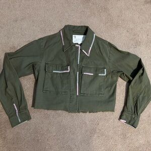 ⭐️ Anthropologie Pilcro Olive Green Cropped Jacket Women’s Size XS